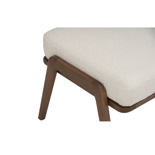 Aston Ottoman - White Cream - 5 - Wooden bench with soft white cushion, minimalist design, natural wood finish, sturdy legs