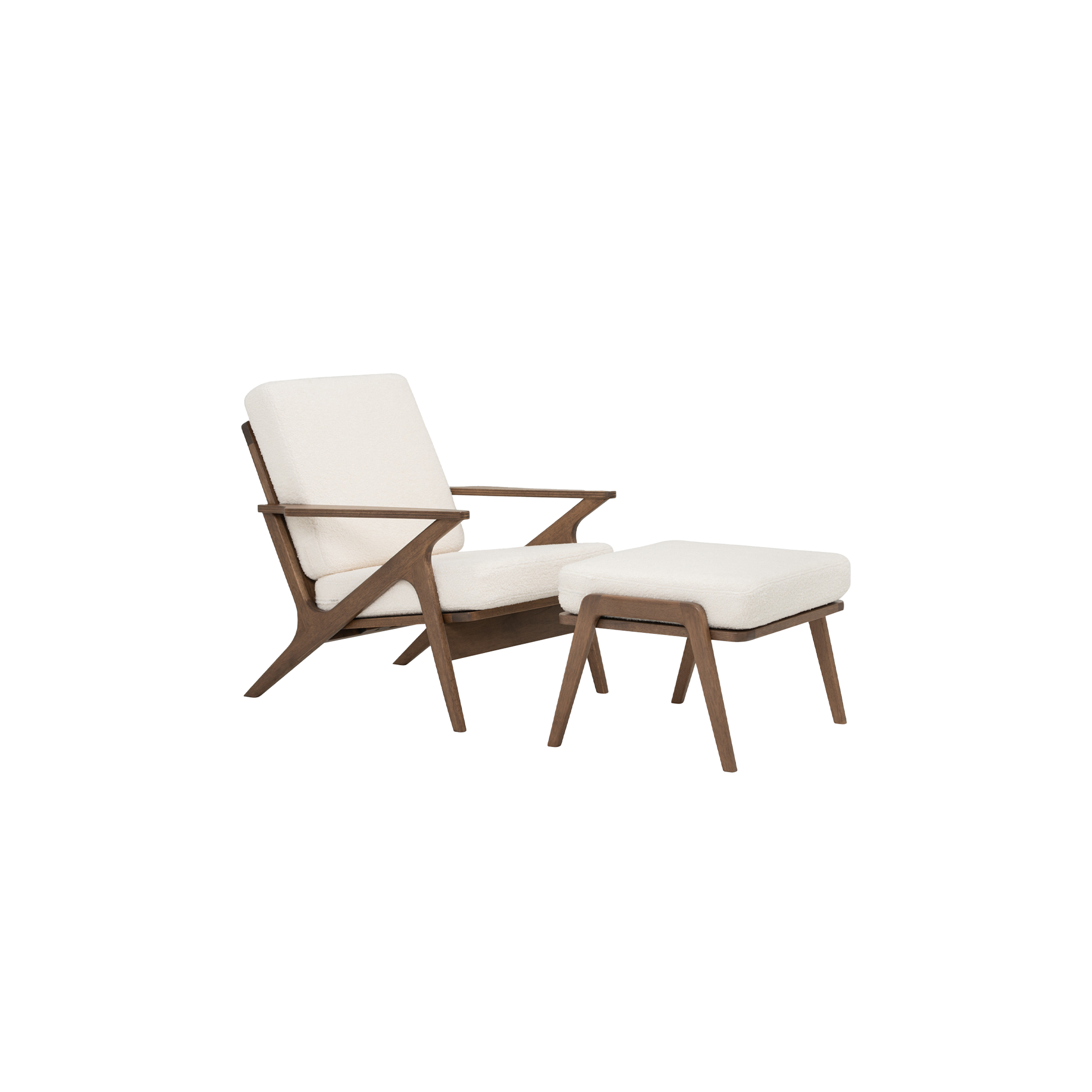 Aston Armchair with Ottoman - White Cream - Image 1