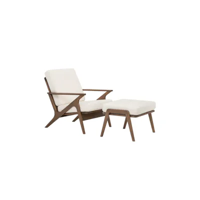 Aston Armchair with Ottoman - White Cream - Image 1