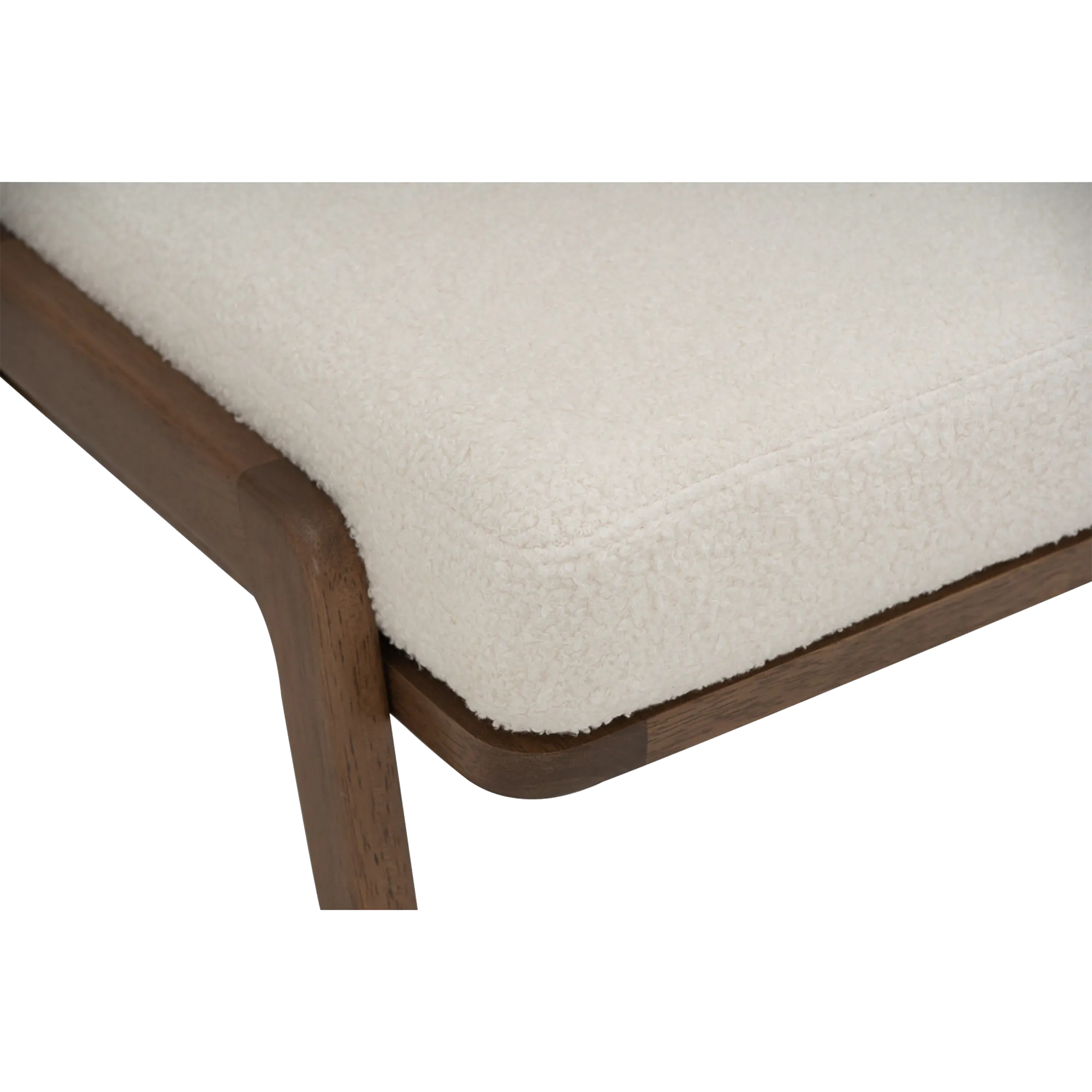 Aston Armchair with Ottoman - White Cream - 19 - Wooden frame, fluffy cushion, dark wood finish, soft texture, cozy seating