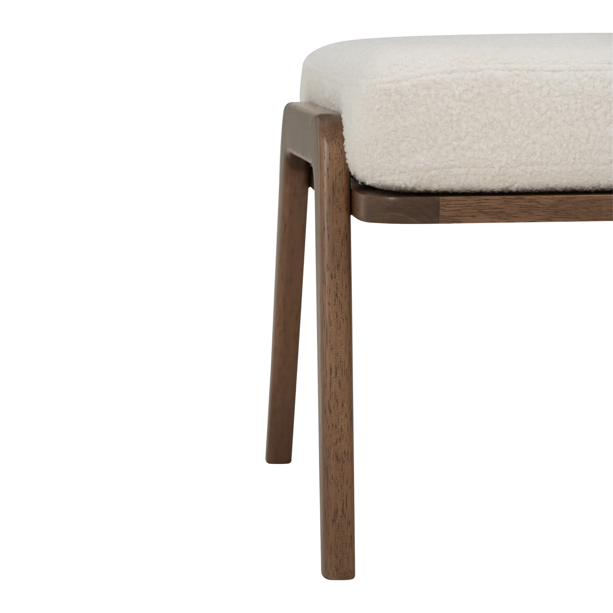 Aston Armchair with Ottoman - White Cream - 20 - Wooden chair with white fluffy seat, natural wood legs, minimalist design
