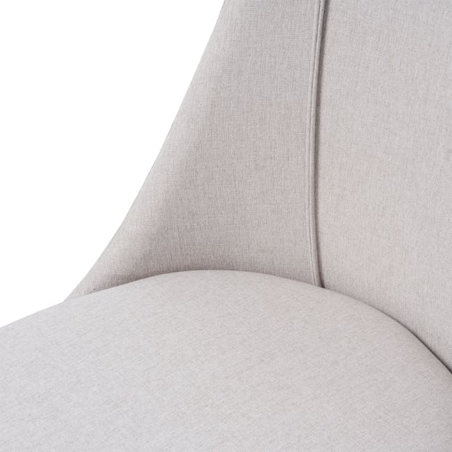 Lana Dining Chair - Oak, Pale Grey (Fabric) - 6 - Light beige fabric, soft texture, smooth surface, elegant design, modern