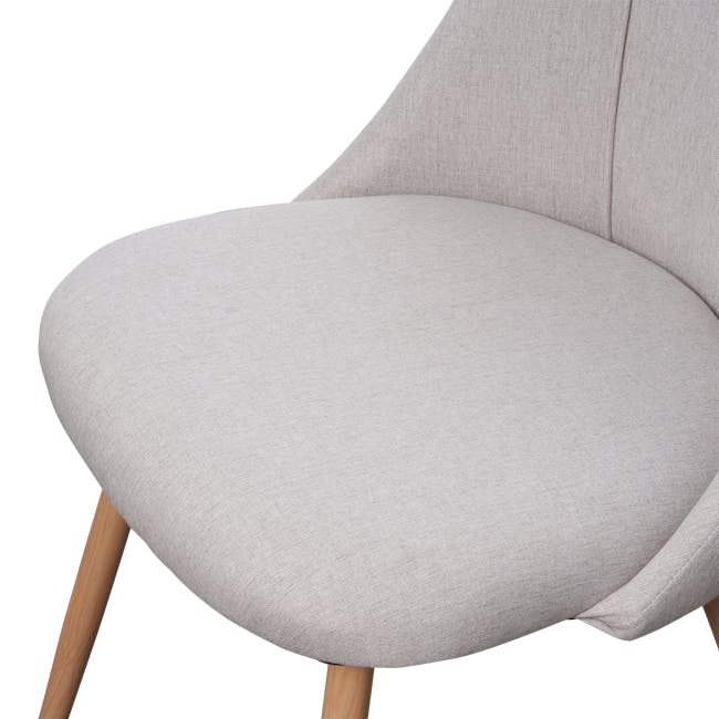 Lana Dining Chair - Oak, Pale Grey (Fabric) - 8 - Light gray upholstered chair, wooden legs, textured fabric, modern design