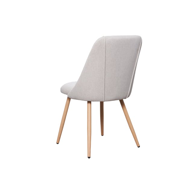 Lana Dining Chair - Oak, Pale Grey (Fabric) - 5 - Modern minimalist chair, light gray upholstery, wooden legs, sleek design