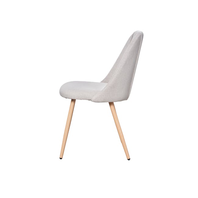 Lana Dining Chair - Oak, Pale Grey (Fabric) - 10 - Modern minimalist chair, light gray upholstery, wooden legs, sleek