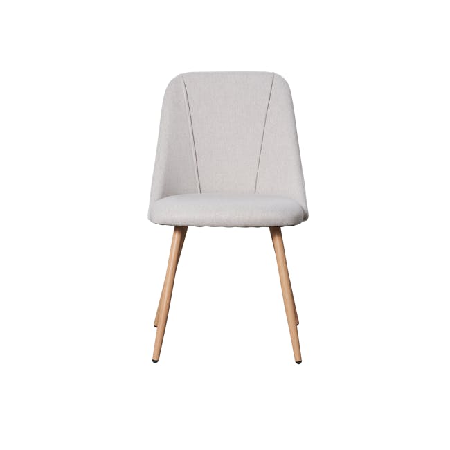 Lana Dining Chair - Oak, Pale Grey (Fabric) - 9 - Modern minimalist chair, light gray upholstery, wooden legs, contemporary