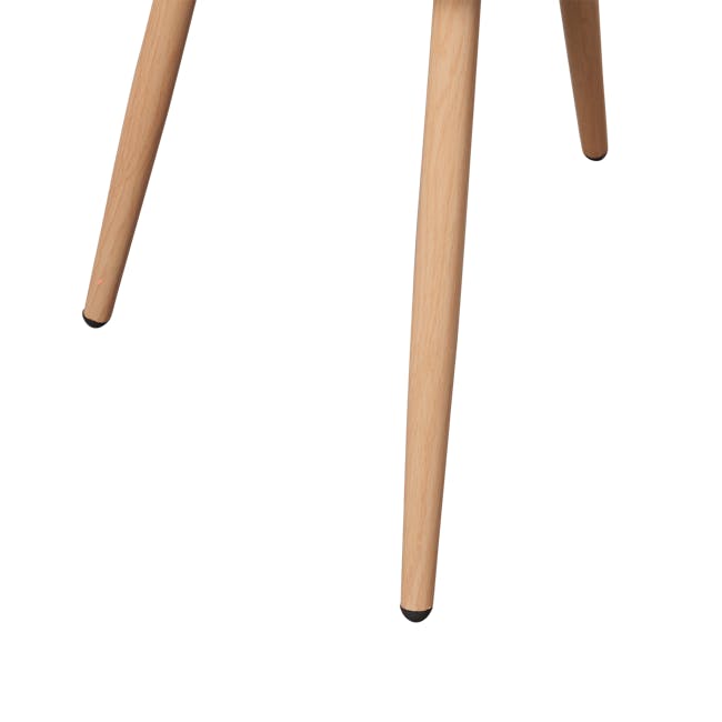 Lana Dining Chair - Oak, Pale Grey (Fabric) - 11 - Wooden leg, black rubber tip, wooden handle, wooden footrest, wooden