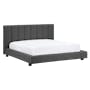 Elliot Queen Bed in Onyx Grey with 2 Lewis Bedside Tables in Black, Oak - 3