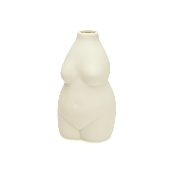 Female Sculpture Body Art Ceramic Vase - Ivory - 0