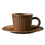 Koa Ceramic Espresso Cup & Saucer - Stripes Caramel - 0