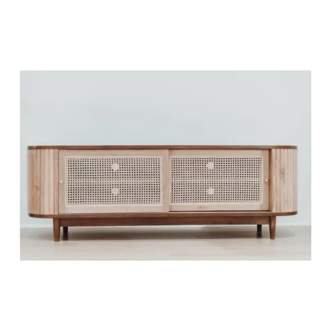 Dual - Colour Oval Fluted Side TV Console - 1