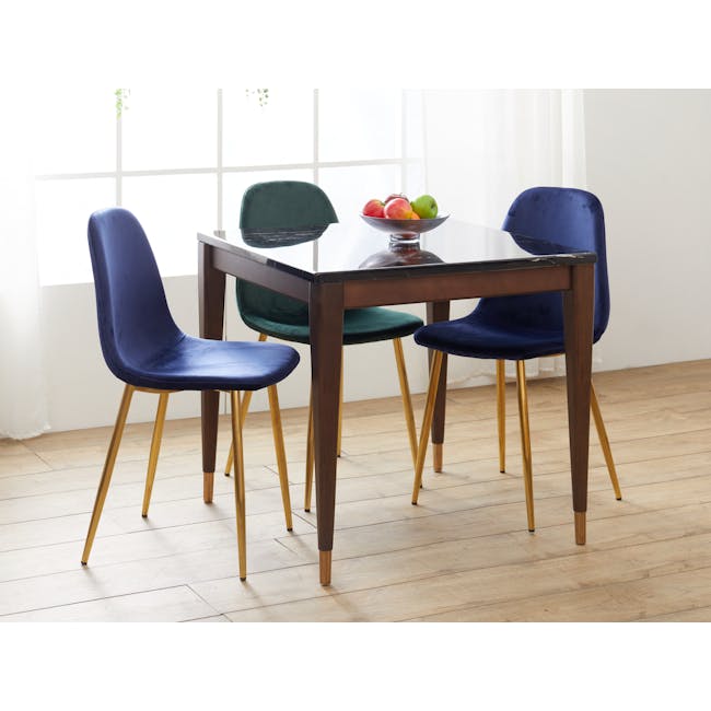 Finnley Dining Chair - Brass, Pine Green (Velvet) - 1