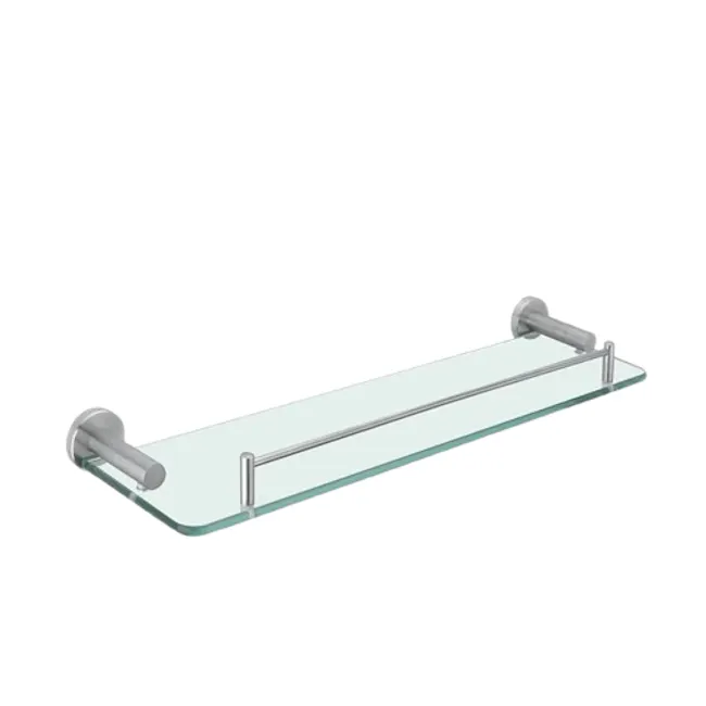 ROZ HK29-05-S Round Glass Shelf - Stainless Steel Satin - 1