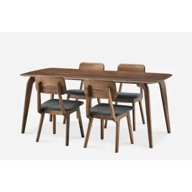 Vincent Dining Table with 4 Chairs, Walnut, 150cm - 1