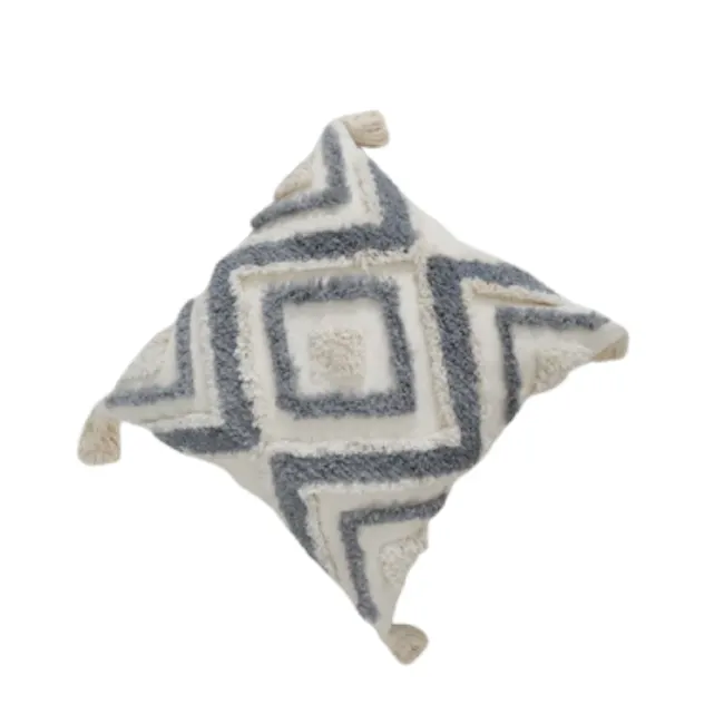Fringed Diamond Tufted Cushion Cover - 1