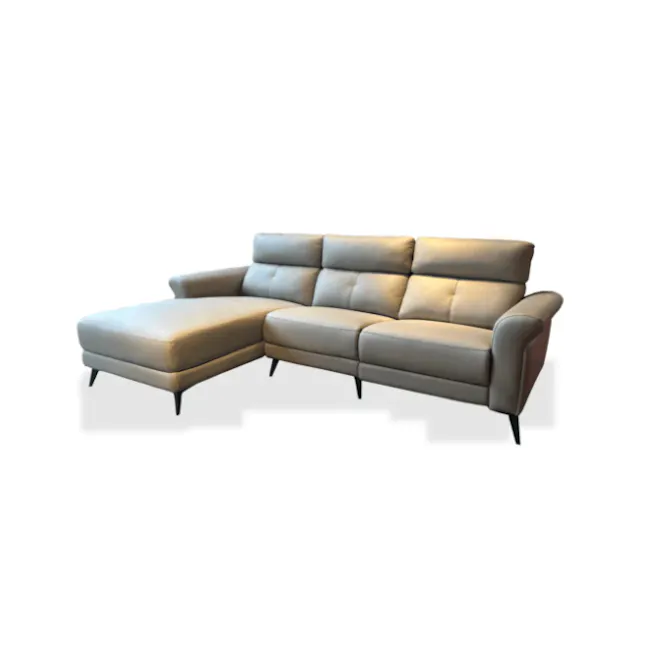 Zurich Leather L Shaped Sofa, Cream