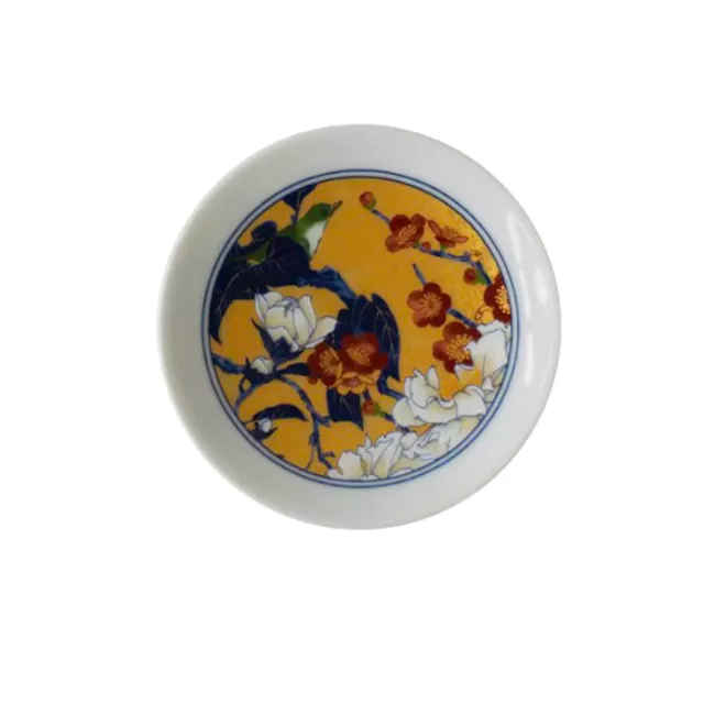 Arita-yaki Brocade Saucer - Plum & Peony Disc - 1