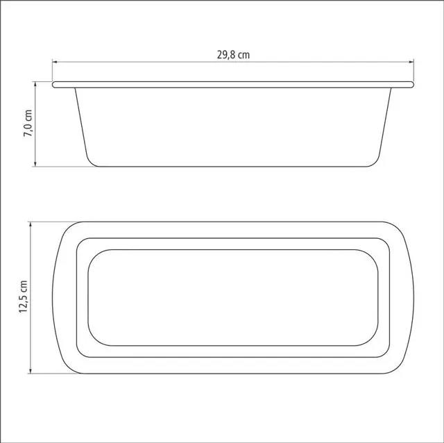 Tramontina Brasil 26cm Bread Mold - Black - 10 - 8 cm, 0 cm, 5 cm, rectangular, flat surface, side view, top view, depth
