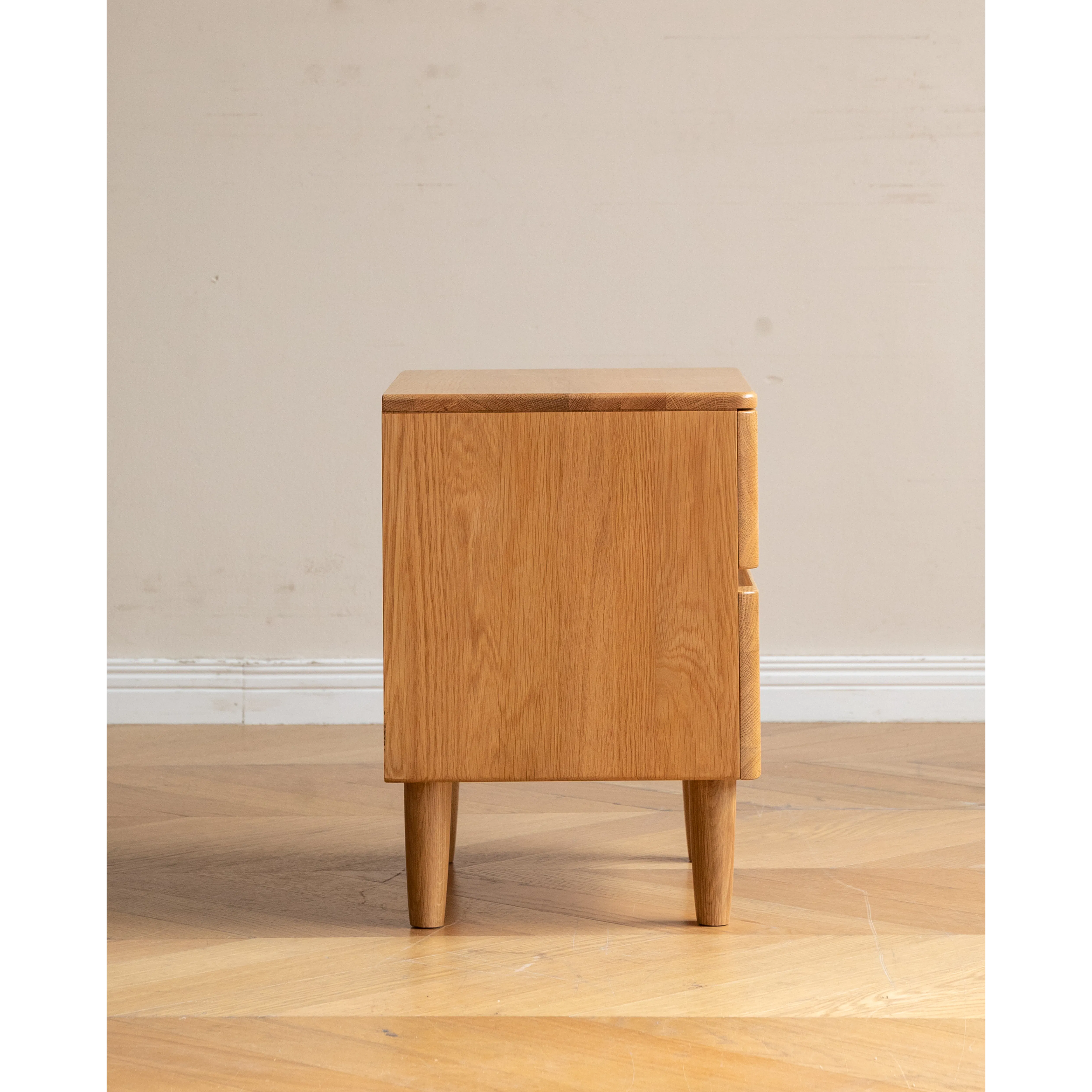 Natalia Bedside Table - 9 - Wooden side table, minimalist design, natural wood finish, rectangular shape, sturdy legs, light