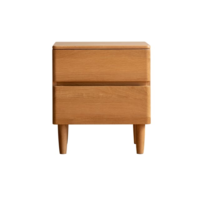 Nova King Storage Bed in Beige Boucle with 2 Natalia Bedside Table - 35 - Wooden side table, minimalist design, natural wood