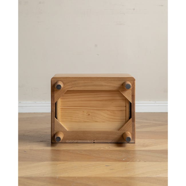 Nova Queen Storage Bed in White Boucle with 2 Natalia Bedside Tables - 35 - Wooden side table, minimalist design, natural