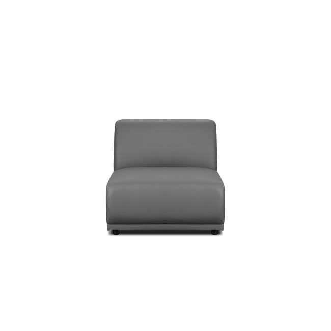 Milan Armless Unit - Smokey Grey (Faux Leather) - 1 - Grey modern sofa, minimalist design, sleek upholstery, comfortable