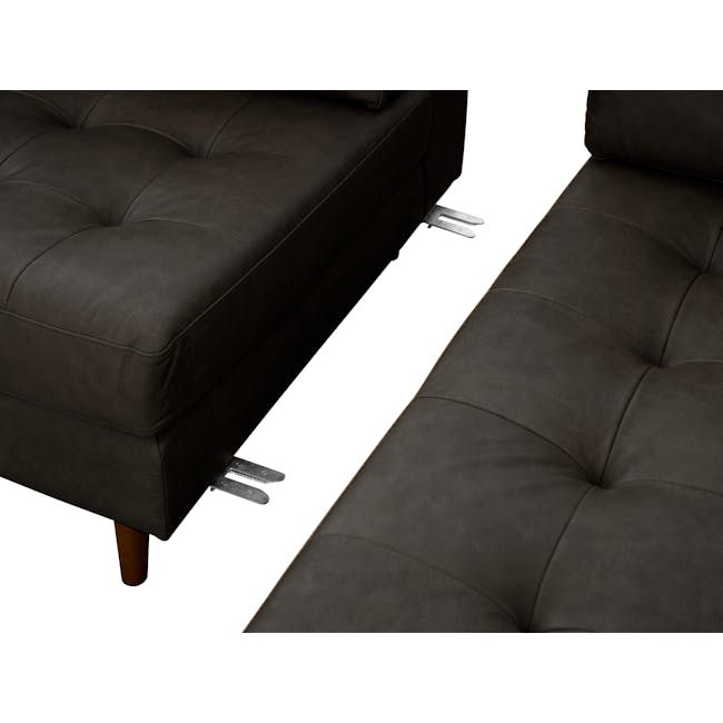Nolan L-Shaped Sofa - Dark Grey (Premium Aniline Leather) - 5