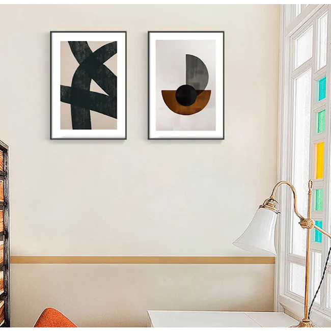 Geometric Framed Canvas 30cm x 40cm - Quarter - 4 - Modern abstract art, minimalist decor, geometric shapes, abstract