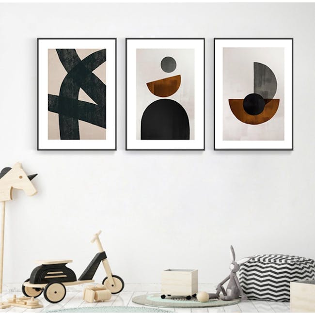 Geometric Framed Canvas 30cm x 40cm - Quarter - 3 - Modern abstract art, minimalist decor, abstract shapes, geometric