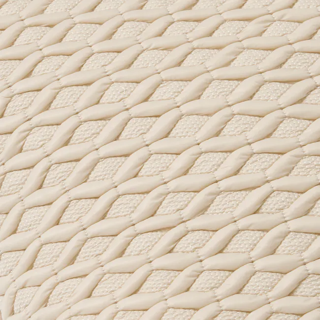 Willy Woven Honeycomb Cushion - Ivory - 11 - Cream-colored, intricately patterned quilted surface, soft and plush, textured