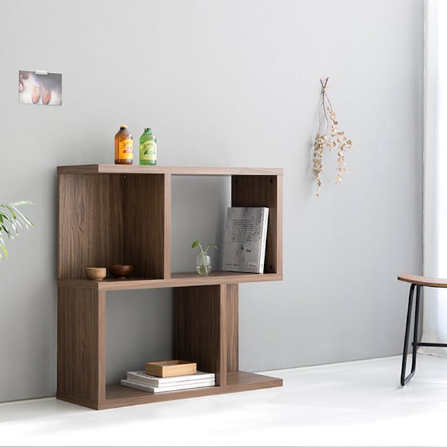 Jael 2-tier Low Bookshelf 0.9m - Walnut - 2