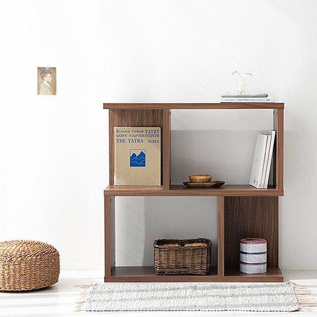 Jael 2-tier Low Bookshelf 0.9m - Walnut - 5