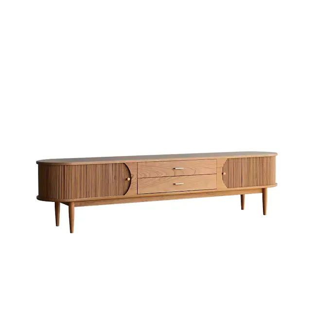 Fluted Panel Wooden TV Console - 1