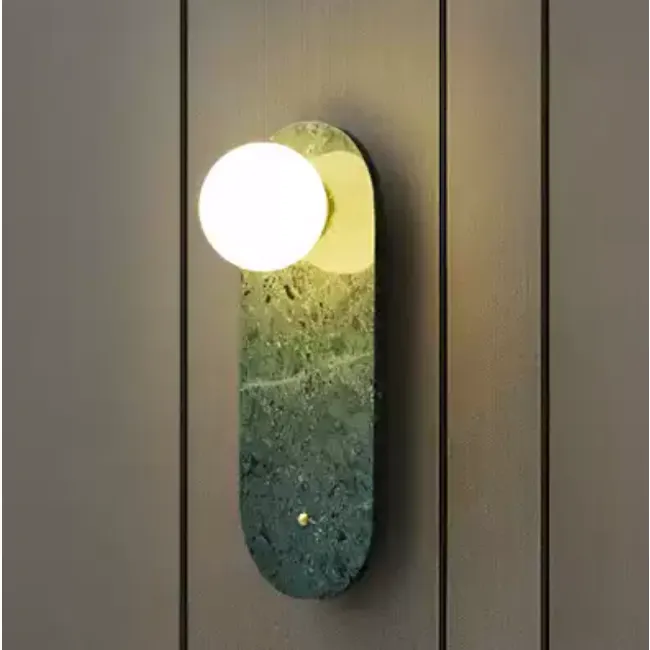 Round Wall Lamp with Marble Plate - 1