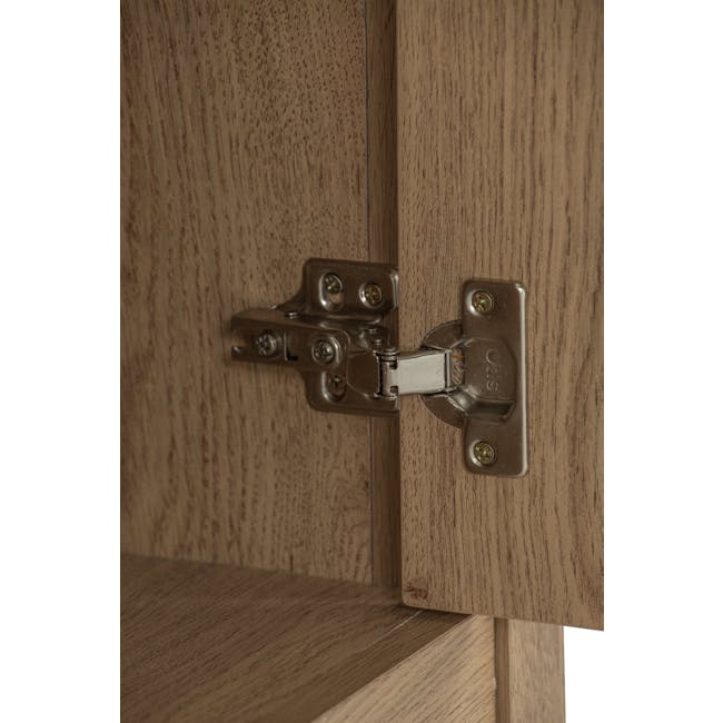 Rhodes Sideboard 1.6m - 8 - Wooden door hinge, metal hardware, screws, wooden texture, natural grain, wood grain pattern