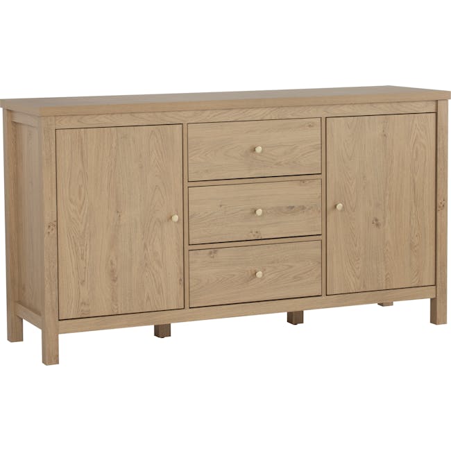 Rhodes Sideboard 1.6m - 4 - Light wood cabinet with natural finish, four drawers, minimalist design, light wood texture