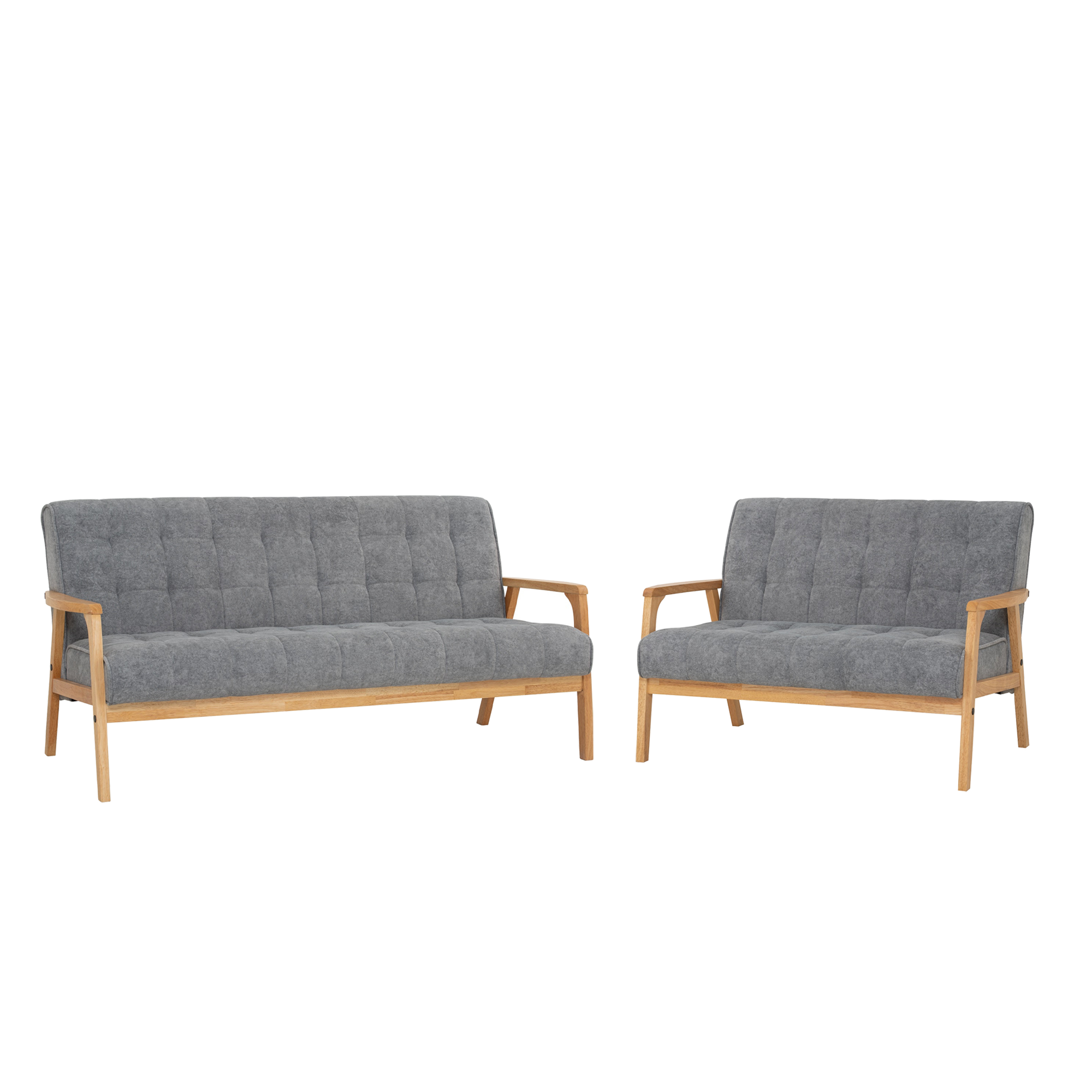 Tucson 3 Seater Sofa with Tucson 2 Seater Sofa - Natural, Cool Grey (Pet Friendly Fabric)