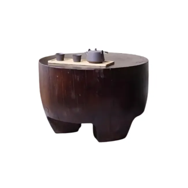 Rounded Wooden Coffee Table - 1