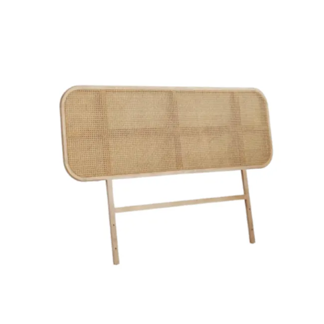 Japanese-Style Vintage Solid Wood Rattan Headboard - 1