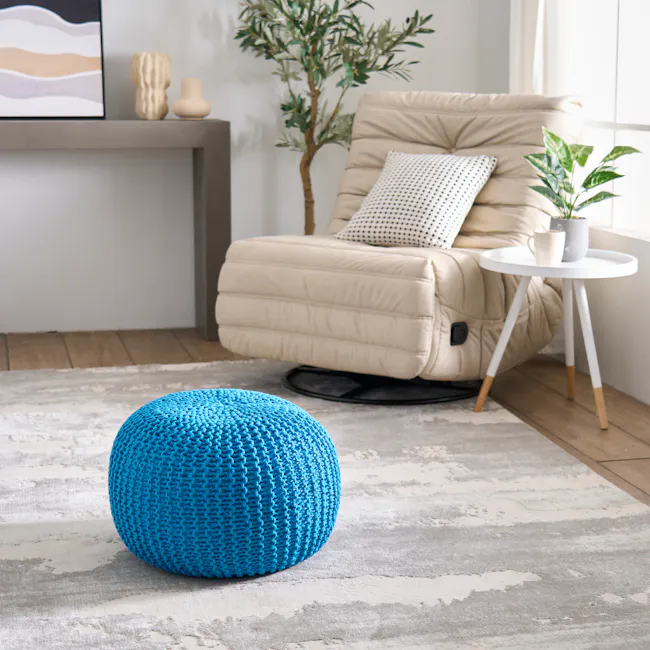 Moana Knitted Pouf - Turquoise - 4