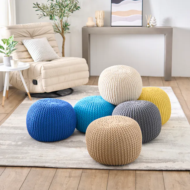 Moana Knitted Pouf - Turquoise - 5