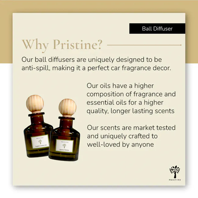 Pristine Aroma Ball Diffuser Hotel Scent 50ml - Maldives Villa (Marriot) - 7 - Ball diffuser, anti-spill, perfect car