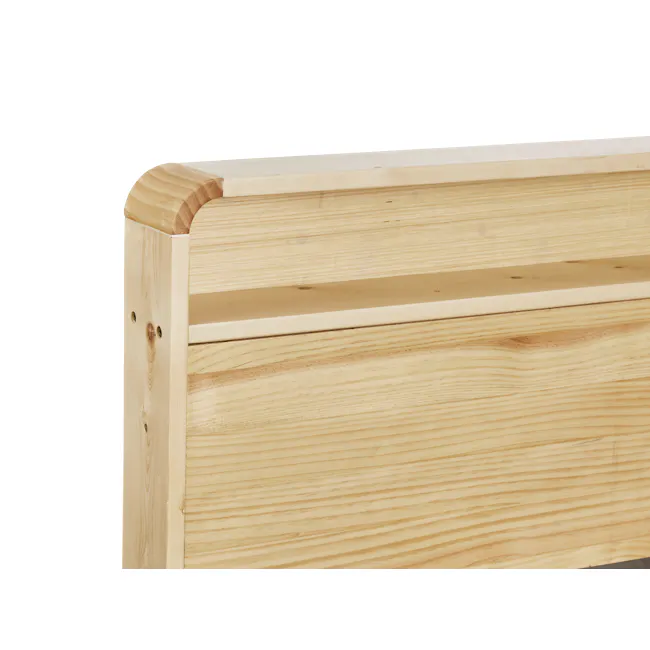 Aiko Single Wooden Bed - 7 - Light wood bed frame, natural wood texture, wooden shelf, wooden drawer, wooden shelf legs
