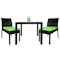 Monde 2 Chair Outdoor Dining Set - Green Cushion