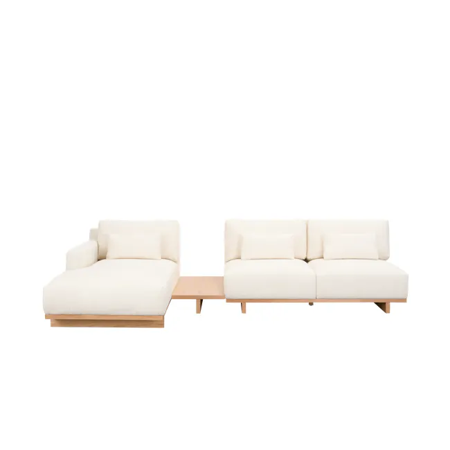 Miu 2 Seater Left Arm Chaise Lounge Sofa - 8 - Modern minimalist living room, contemporary furniture design, white and beige