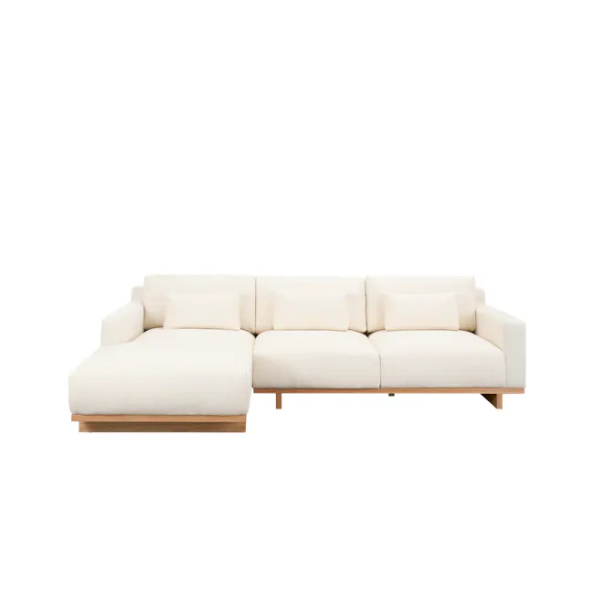 Miu 2 Seater Left Arm Chaise Lounge Sofa - 11 - Cream-colored sectional sofa, minimalist design, modern decor, light beige