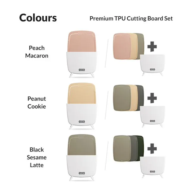 SalleMa Premium TPU Cutting Board Set (Black Sesame Latte) - 18