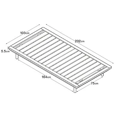 Wooden Bed Frame - Oak Veneer, W103×D202×H5.5 cm (Single) - 9