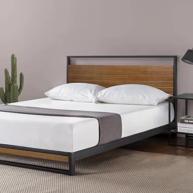 Zinus Suzanne Low Metal & Wood Platform Bed Frame with Headboard (7") - Single - 5