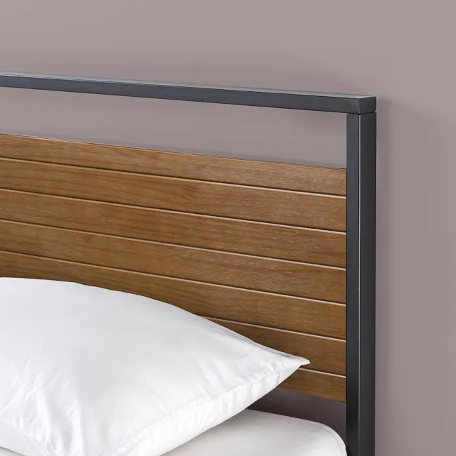 Zinus Suzanne Low Metal & Wood Platform Bed Frame with Headboard (7") - Single - 6